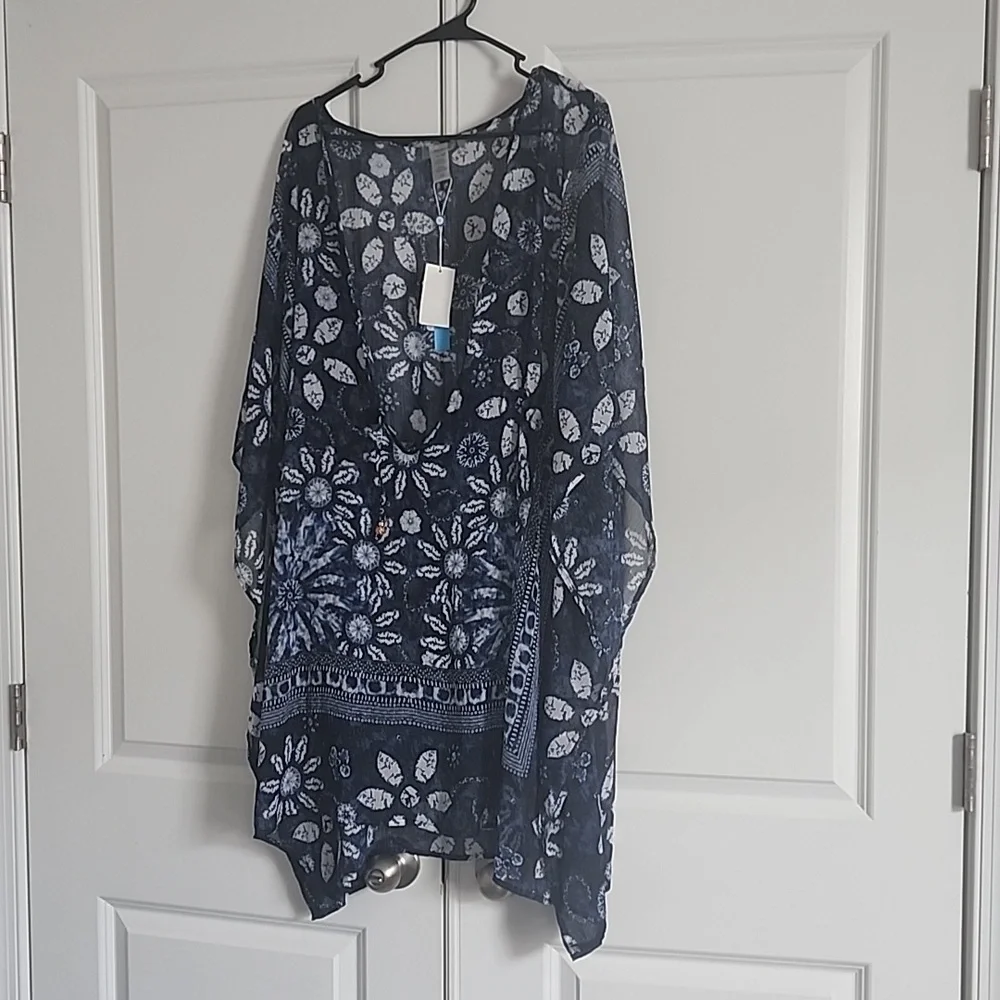 New! Bleu Rod Beattie blue multi swim cover up. 2x - Picture 2 of 3